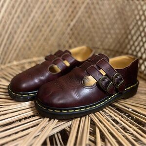 VINTAGE Burgundy Dr Martens 8065 Mary Janes Shoes Made In England UK size 5
